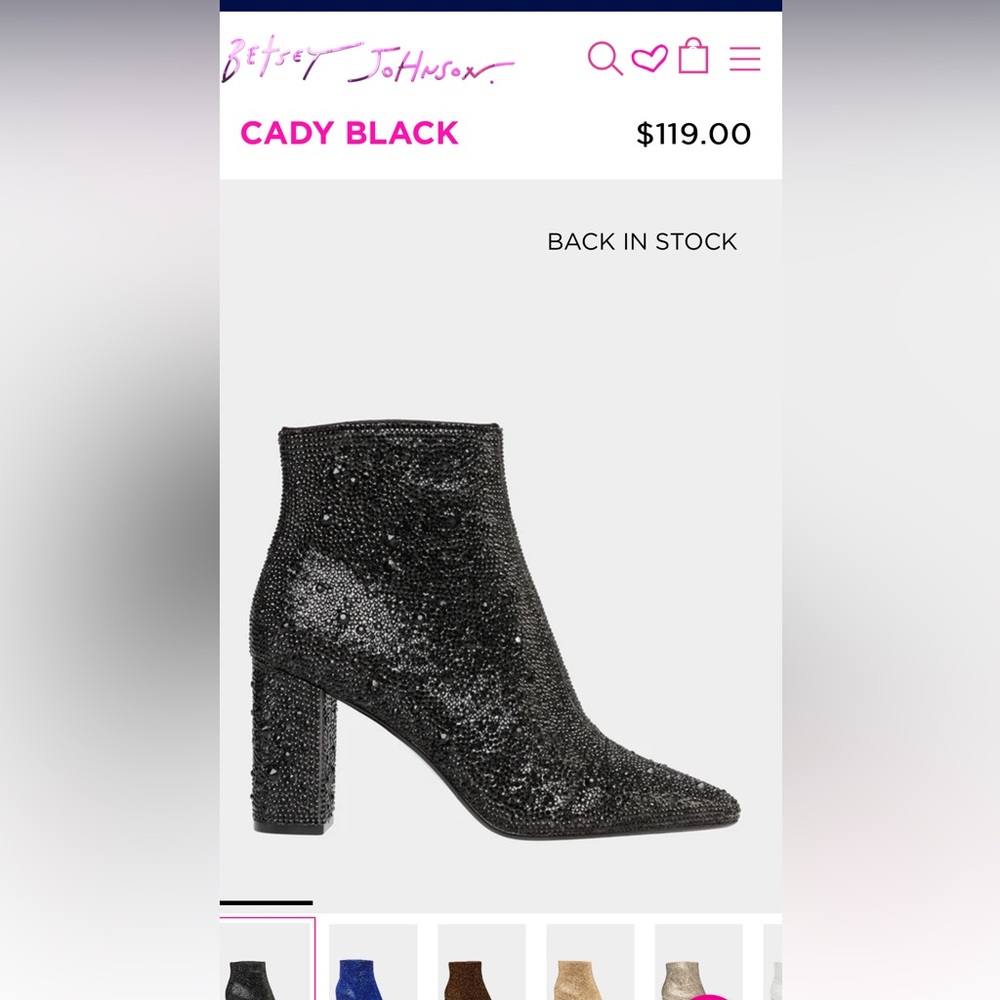 Betsy Johnson Black Cady Rhinestone boots